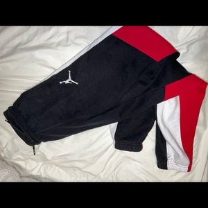 Jordan red white and black joggers